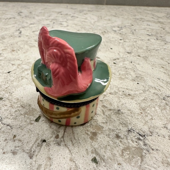 Vintage Porcelain Hat  trinket jewelry box with mini‎ hat inside - Picture 2 of 9